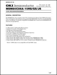 MSM80C86A-10RS datasheet: 16-bit CMOS microprocessor MSM80C86A-10RS