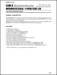 MSM80C88A-10GS-K datasheet: 8-bit CMOS microprocessor MSM80C88A-10GS-K