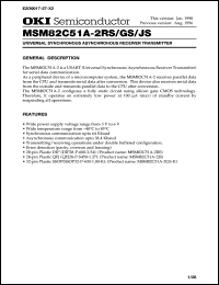 MSM82C51A-2RS datasheet: Universal syncnronous asyncnronous receiver tranmitter MSM82C51A-2RS