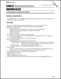 MSM9225GS-2K datasheet: CAN controller MSM9225GS-2K