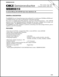 MSM9810GS-BK datasheet: 80-channel mixing OKI ADPCM type voice synthesis LSI MSM9810GS-BK