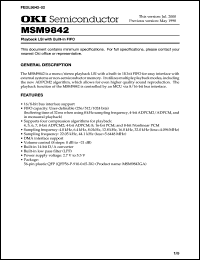 MSM9842GA datasheet: Playback LSI with built-in FIFO MSM9842GA