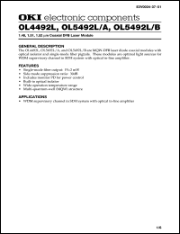 OL5492L/A datasheet: Coaxial DFB laser module OL5492L/A