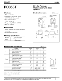 PC353T datasheet: Mini-flat package photocoupler with base terminal PC353T