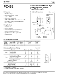 PC452T datasheet: Compact surface mount,high collector voltage type Photocoupler PC452T