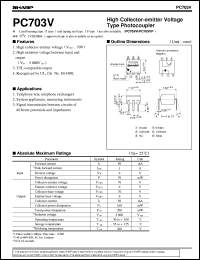 PC703V4 datasheet: High collector-emitter voltage type Photocoupler PC703V4
