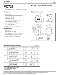 PC733 datasheet: AC input type photocoupler PC733