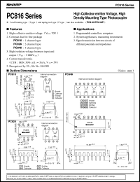 PC816C datasheet: High collector-emitter voltage,high density mounting type photocoupler PC816C