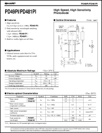 PD481PI datasheet: High speed,high sensitivity photodiode PD481PI