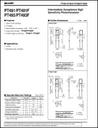 PT491F datasheet: Intermediate acceptance high sensitivity phototransistor PT491F