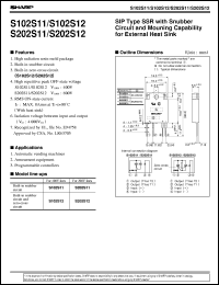 S102S11 datasheet: SIP type SSR with snubber circuit and mounting capability for external heat sink S102S11