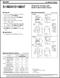 S11MD4V datasheet: Phototriac coupler with built-in zero-cross circuit S11MD4V