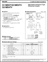S21MD3TV datasheet: High noise-resistance type phototriac coupler S21MD3TV
