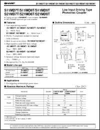 S11MD8T datasheet: Low input driving type phototriac coupler S11MD8T