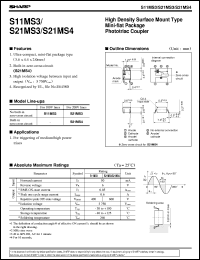 S11MS3 datasheet: High density surface mount type mini-flat package phototriac coupler S11MS3