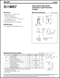 S11MS7 datasheet: High speed/high noise resistance type phototriac coupler S11MS7