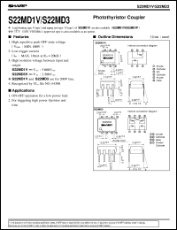 S22MD1V datasheet: Photothyristor coupler S22MD1V