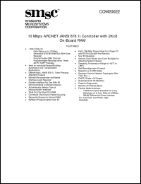 COM20022 datasheet: 10Mbps ARCNET controller with 2Kx8 on-board RAM COM20022