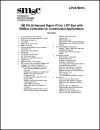 LPC47B37x datasheet: 100 pin enhanced super I/O for LPC bus with SMBus controller LPC47B37x