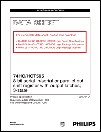 74HC595N datasheet: 8-bit serial-in/serial or parallel-out shift register with output latches; 3-state 74HC595N