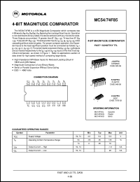 MC54F85D datasheet: 4-bit magnitude comparator MC54F85D