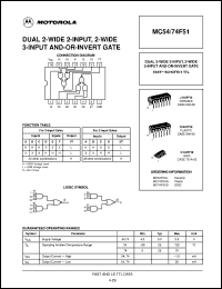 MC74F51N datasheet: Dual 2-wide 2-input, 2-wide 3-input and-or-invert gate MC74F51N