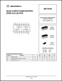 MC74F38N datasheet: Quad 2-input nand buffer MC74F38N