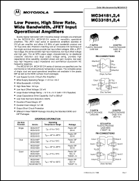 MC33181D datasheet: Low power, high slew rate, jfet input operational amplifier MC33181D