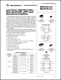 MC33184P datasheet: Low power, high slew rate, jfet input operational amplifier MC33184P