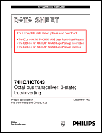 74HCT643U datasheet: Octal bus transceiver; 3-state; true/inverting 74HCT643U