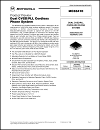 MC33410FTA datasheet: Dual CVSD/PLL cordless phone system MC33410FTA