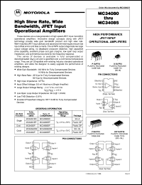 MC34080BP datasheet: High perfotmance jfet input operational amplifier MC34080BP