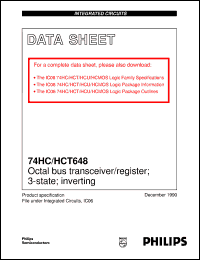 74HCT648N datasheet: Octal bus transceiver/register; 3-state; inverting 74HCT648N