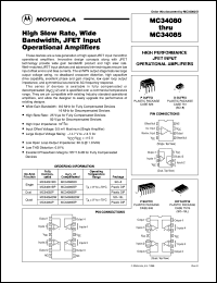 MC34084P datasheet: High perfotmance jfet input operational amplifier MC34084P