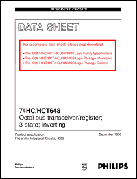 74HCT648U datasheet: Octal bus transceiver/register; 3-state; inverting 74HCT648U