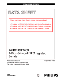 74HC7403D datasheet: 4-Bit x 64-word FIFO register; 3-state 74HC7403D