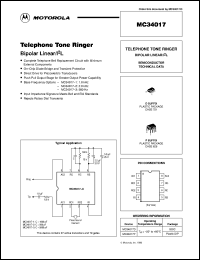 MC34017P datasheet: Telephone tone ringer MC34017P