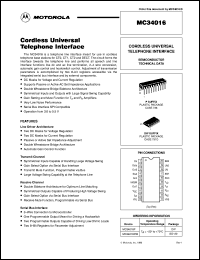 MC34016P datasheet: Cordless universal telephone interface MC34016P