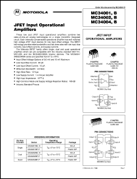 MC34001BD,D datasheet: Jfet input operational amplifier MC34001BD,D