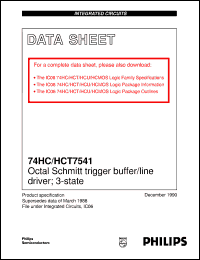 74HC7541U datasheet: Octal Schmitt trigger buffer/line driver; 3-state 74HC7541U