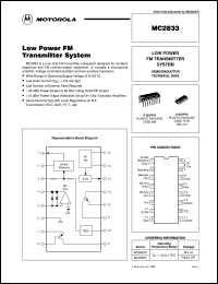 MC2833P datasheet: Low power FM transmitter system MC2833P