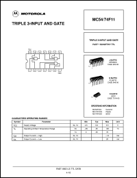 MC74F11N datasheet: Triple 3-input and gate MC74F11N