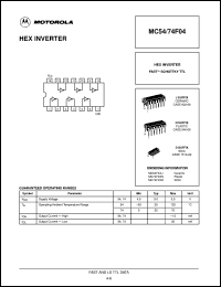 MC54F04J datasheet: Quad 2-input nor gate MC54F04J