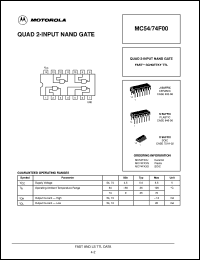 MC54F00J datasheet: Quad 2-input nand gate MC54F00J