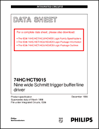 74HCT9015U datasheet: Nine wide Schmitt trigger buffer/line driver 74HCT9015U