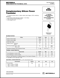 D45C datasheet: Complementary PNP silicon power transistor D45C