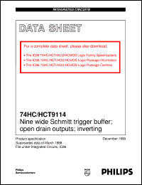 74HCT9114N datasheet: Nine wide Schmitt trigger buffer; open drain outputs; inverting 74HCT9114N