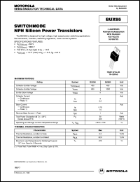 BUX85 datasheet: Switchmode NPN silicon power transistor BUX85
