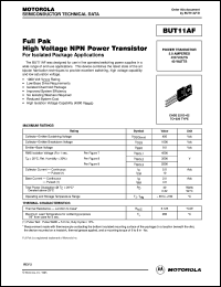 BUT11AF datasheet: Full pak high voltage NPN power transistor for isolated package applications BUT11AF