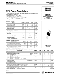 BU407 datasheet: NPN power transistor BU407